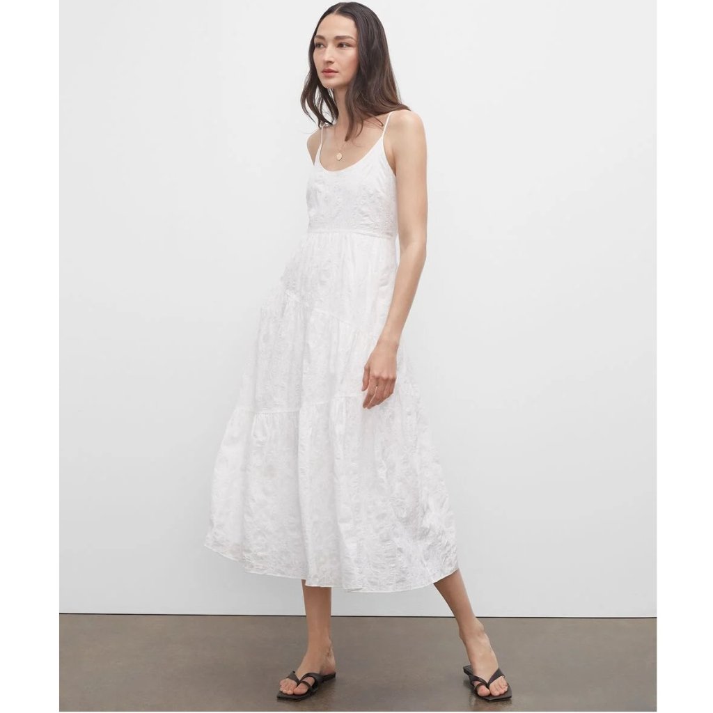 Nwt $269 Club Monaco Blanc De Blanc/White/Ivory Travelling Tiers Maxi Dress 12